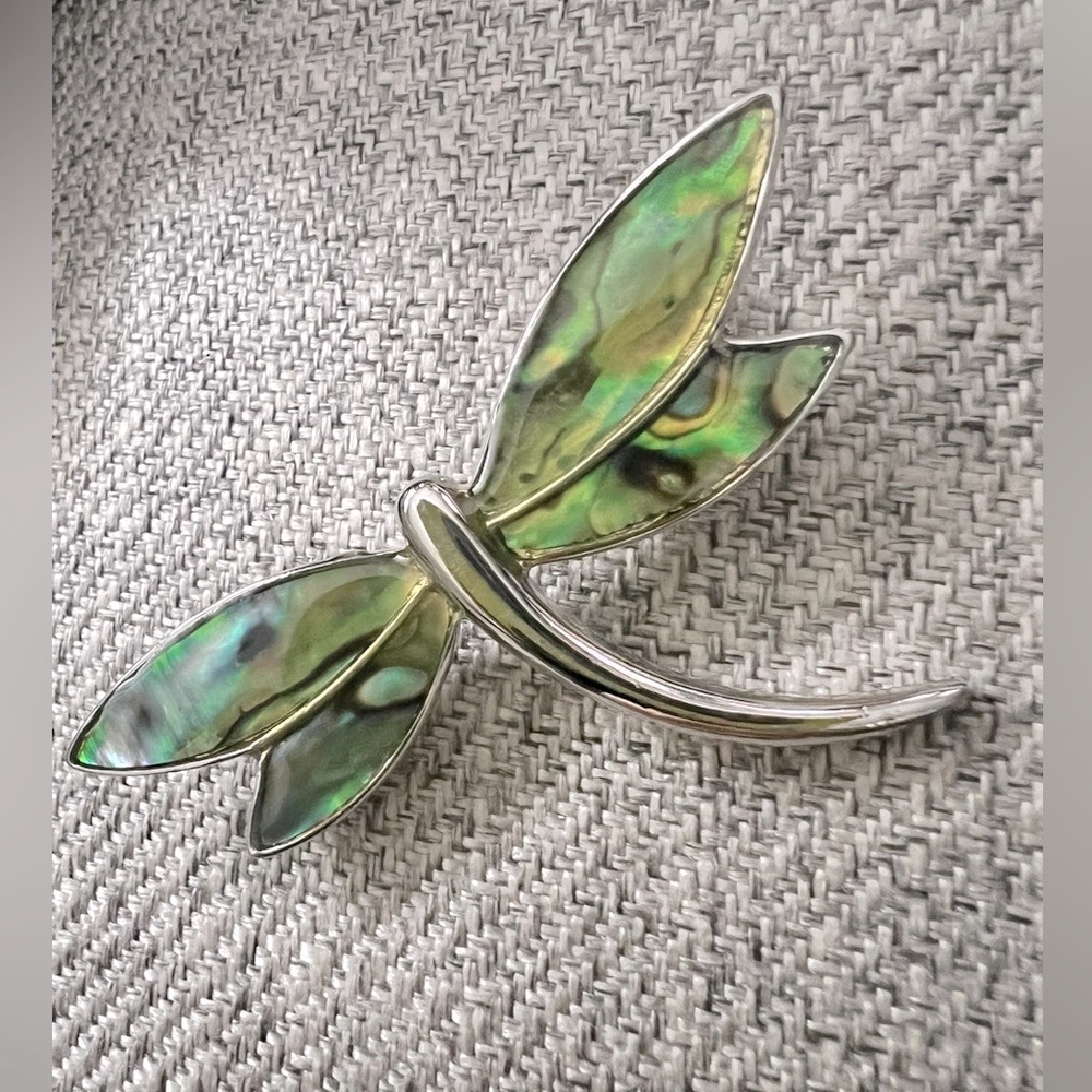 Lia Sofia Dragonfly Brooch Green Mother of Pearl